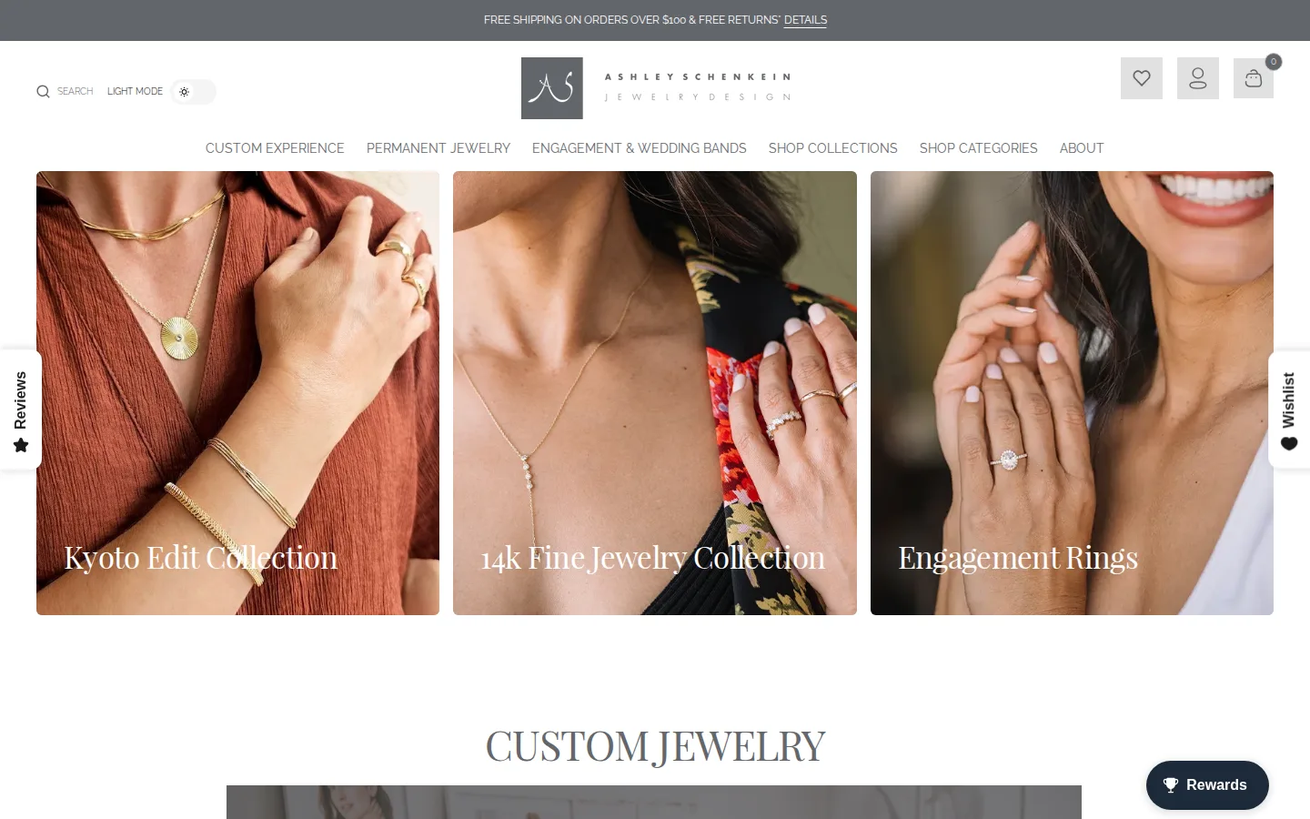 Captured website of Ashley Schenkein Jewelry Design