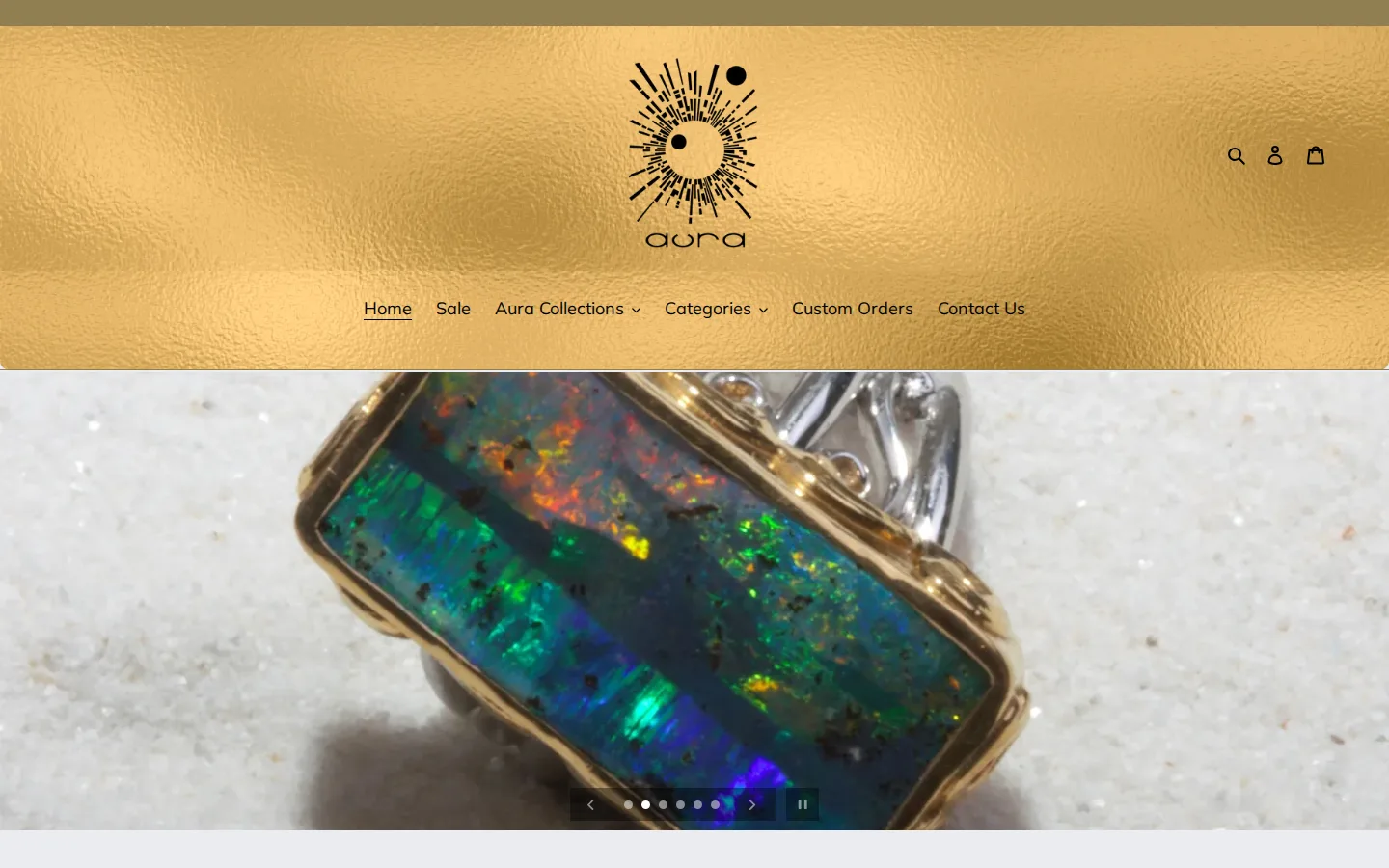 Captured website of Aura Jewelry Designs