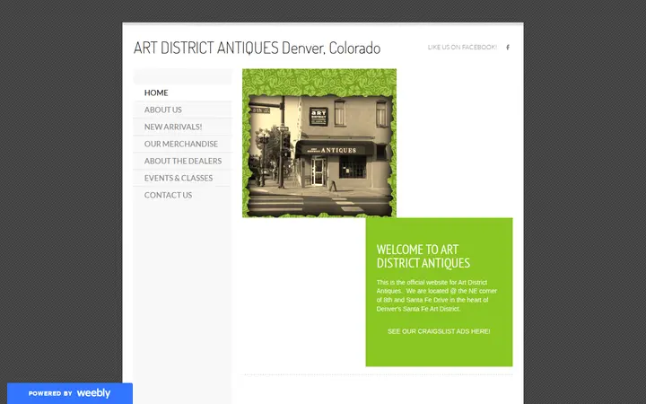 Website of Art District Antiques