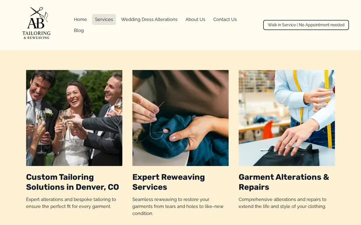 /services — AB Tailoring Alterations and Reweaving