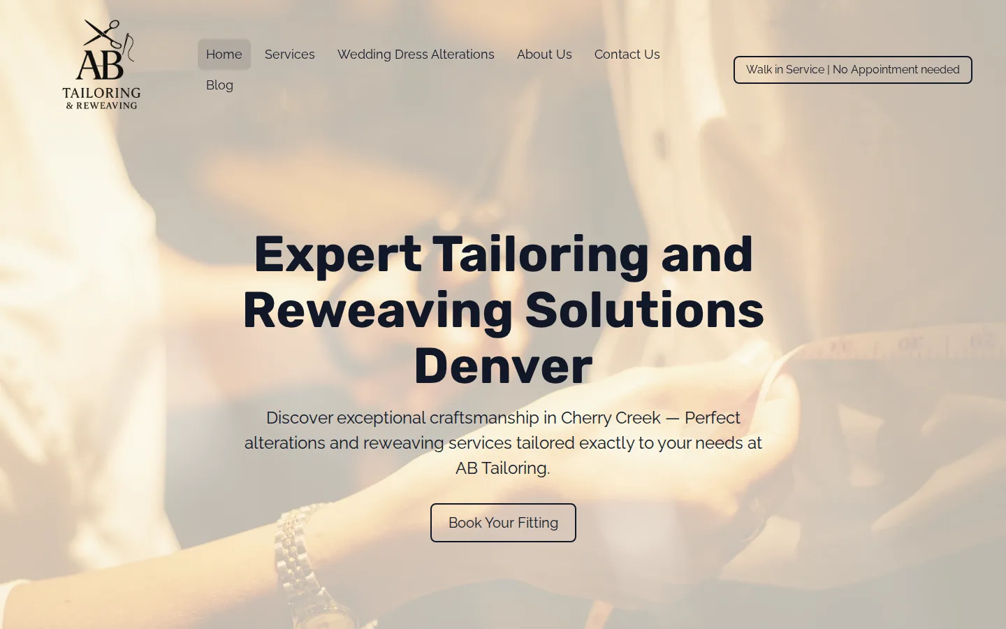 Captured website of AB Tailoring Alterations and Reweaving