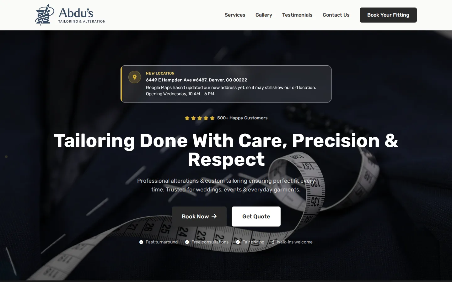 Captured website of Abdu's Tailoring & Alteration