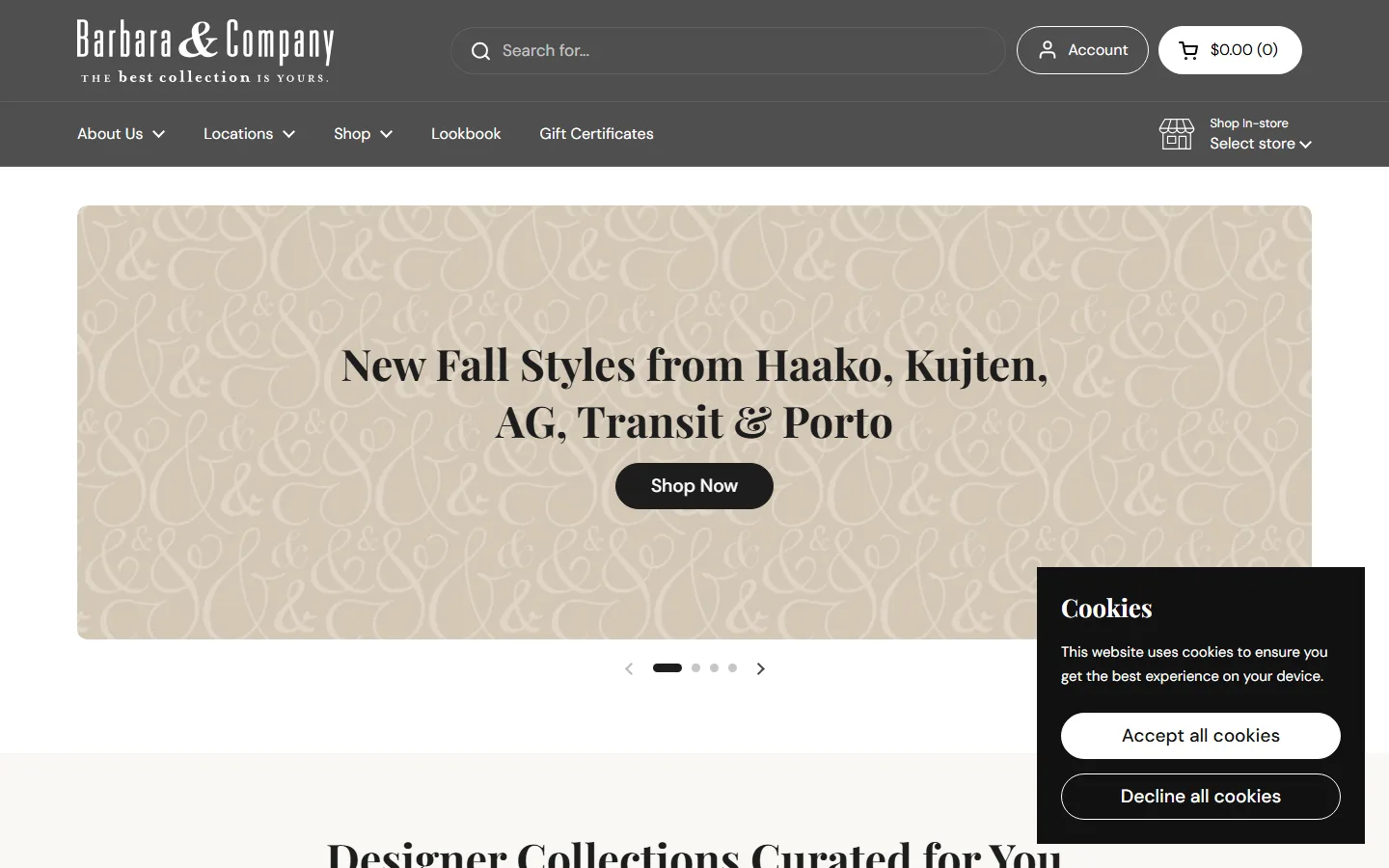 Captured website of Barbara & Company