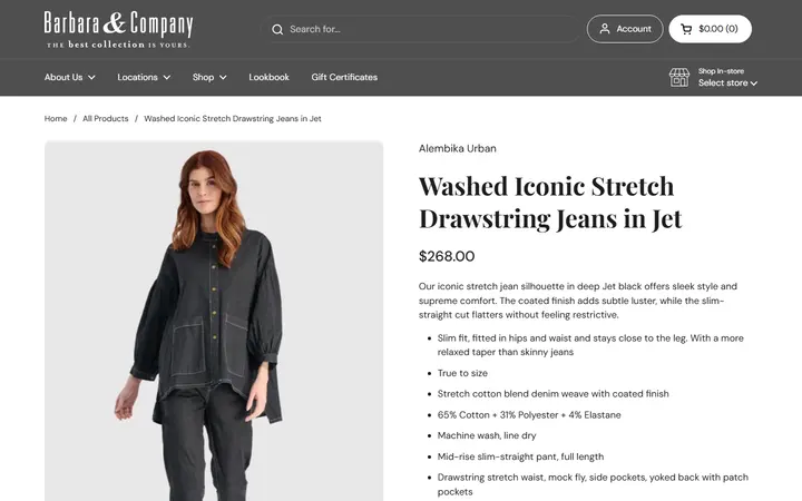 /collections/shop/products/washed-iconic-stretch-drawstring-jeans-in-jet — Barbara & Company