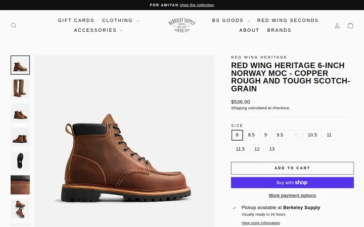 /collections/shopall/products/red-wing-heritage-6-inch-norway-moc-copper-rough-and-tough-scotch-grain — Berkeley Supply Company
