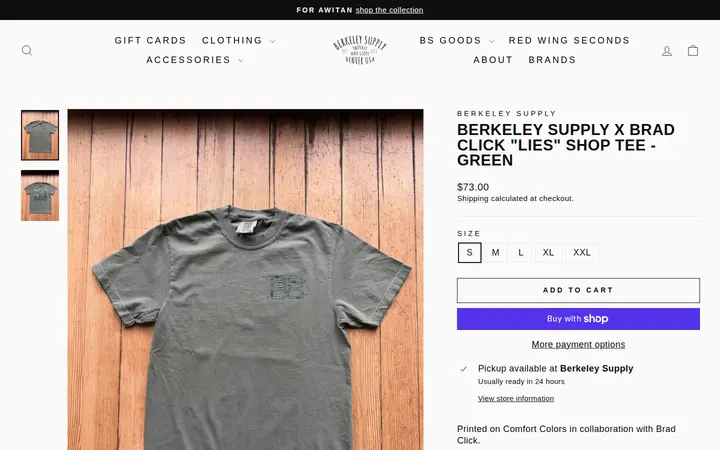 /collections/berkeley-supply-shop-logo-ts/products/berkeley-supply-x-brad-click-lies-shop-tee — Berkeley Supply Company