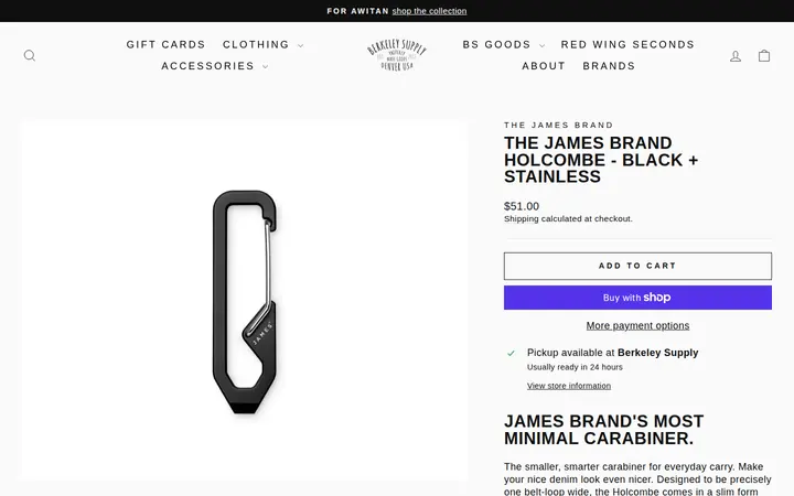/collections/accessories/products/the-james-brand-holcombe-black-stainless — Berkeley Supply Company