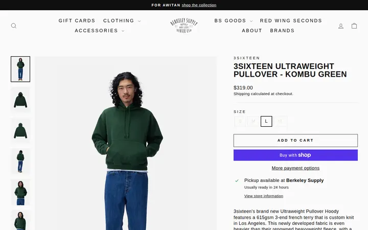 /collections/shopall/products/3sixteen-ultraweight-pullover-kombu — Berkeley Supply Company