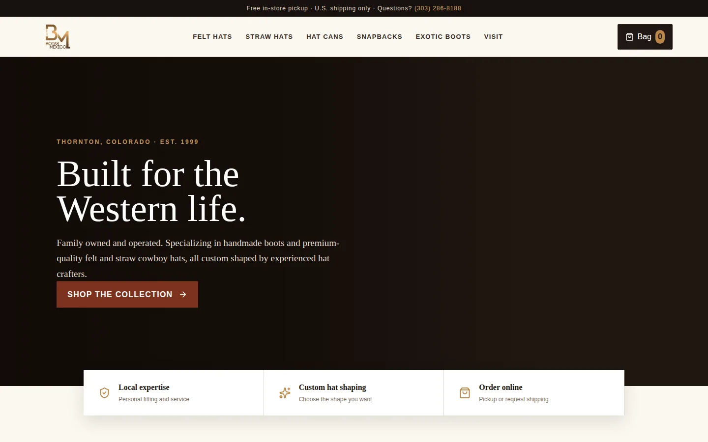 Captured website of Botas Mexico