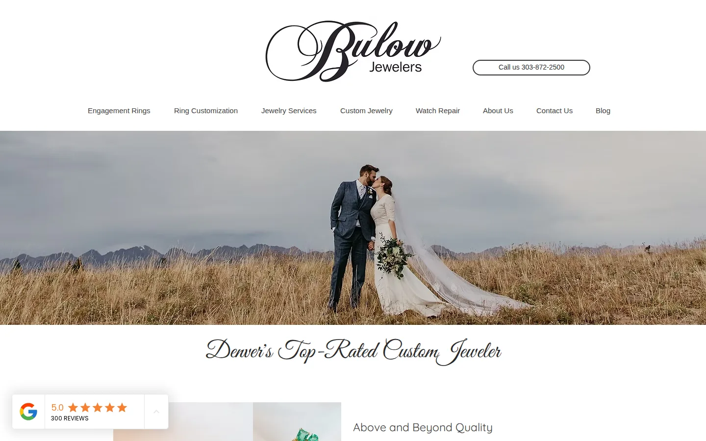 Captured website of Bulow Jewelers Custom Jewelry Store