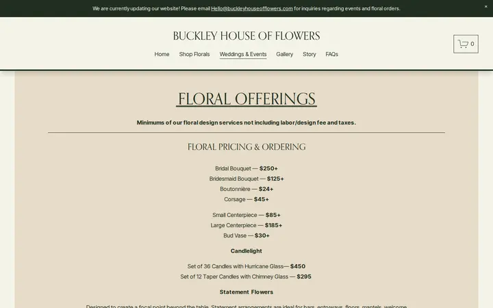 /a-la-carte-pricing — Buckley House of Flowers