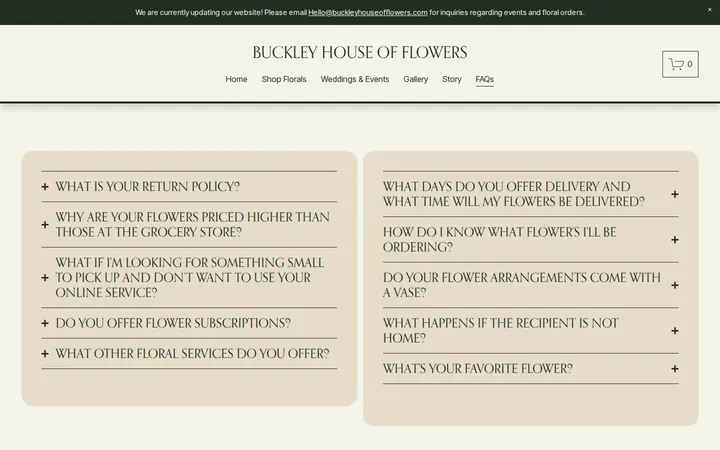 /faqs — Buckley House of Flowers