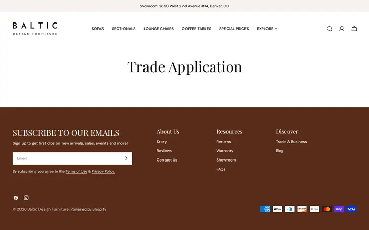 /pages/trade-application — Baltic Design Furniture - Modern European Sofas