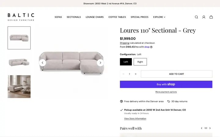 /products/loures-2-piece-sectional-left-light-grey-110 — Baltic Design Furniture - Modern European Sofas