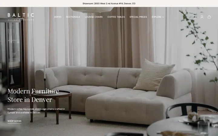 Website of Baltic Design Furniture - Modern European Sofas