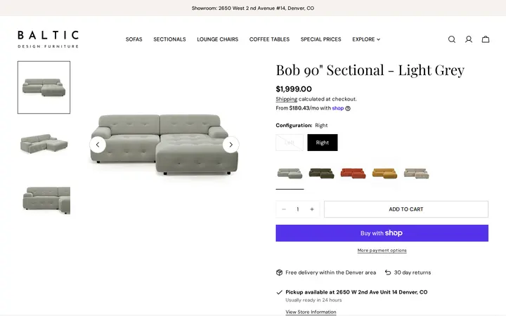 /products/bob-2-piece-chaise-sectional-chenille-fabric-light-grey-left-92 — Baltic Design Furniture - Modern European Sofas