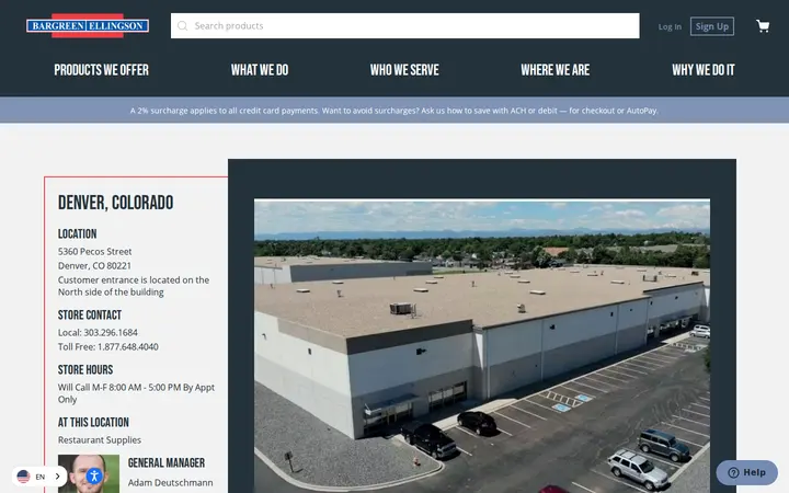 Website of Bargreen Ellingson Restaurant Supply & Design
