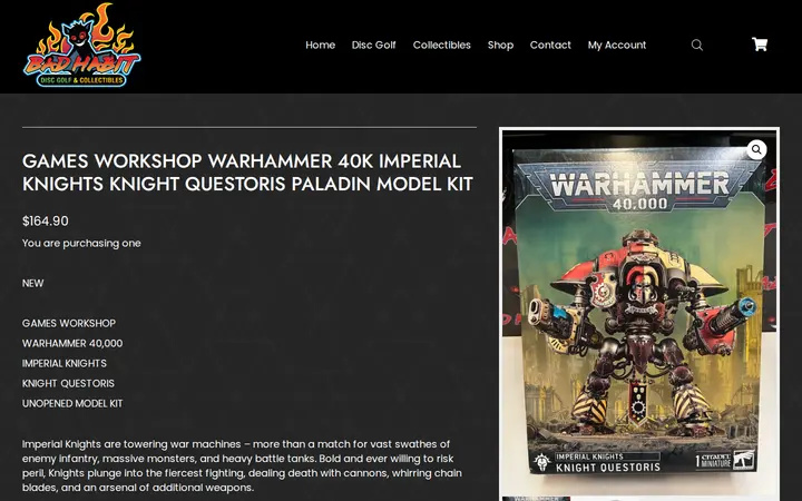 /product/games-workshop-warhammer-40k-imperial-knights-knight-questoris-paladin-model-kit — Bad Habit Disc Golf & Collectibles