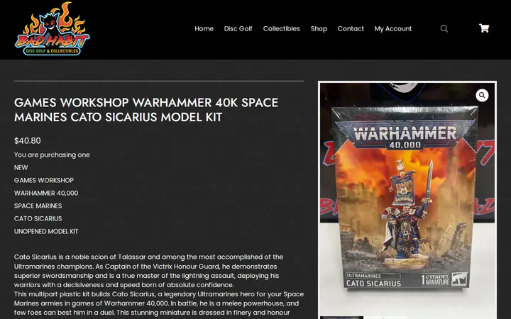 /product/games-workshop-warhammer-40k-space-marines-cato-sicarius-model-kit — Bad Habit Disc Golf & Collectibles