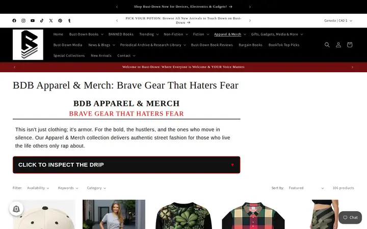 /collections/bdb-apparel-merch — Bust-Down Books
