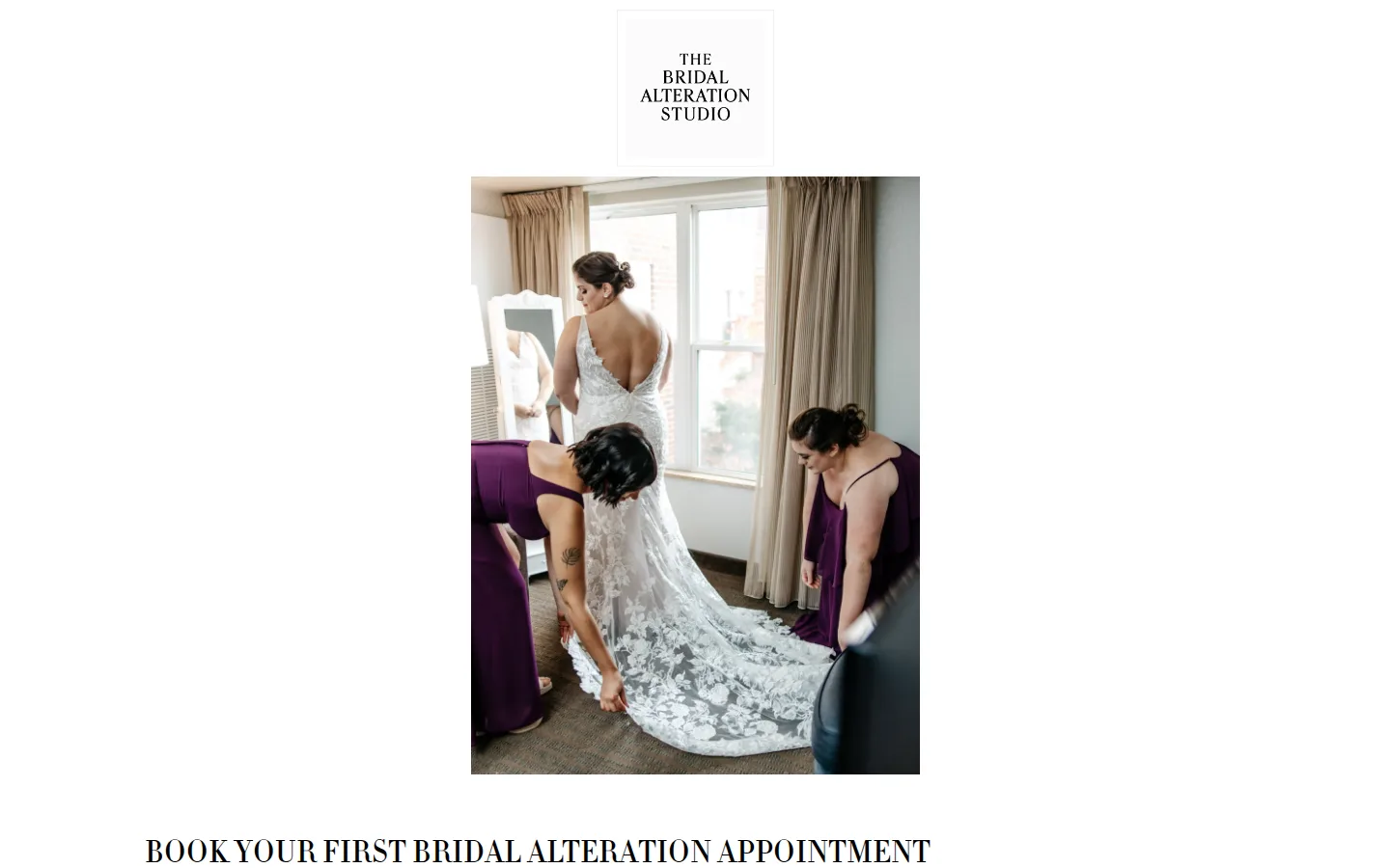 Captured website of The Bridal Alteration Studio