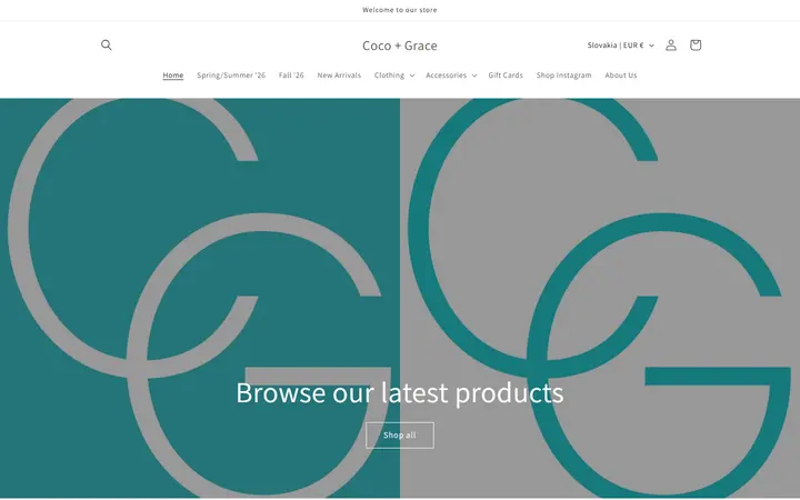 Website of Coco + Grace