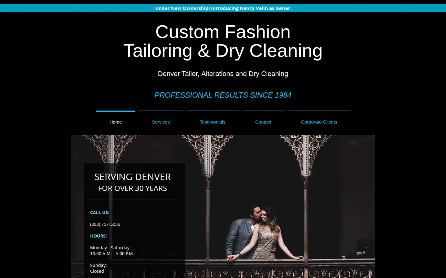 Captured website of Custom Fashion Tailoring & Cleaners