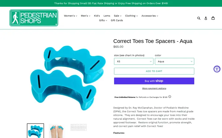 /collections/wellness-accessories/products/correct-toes-toes-aqua-aqua — Pedestrian Shops