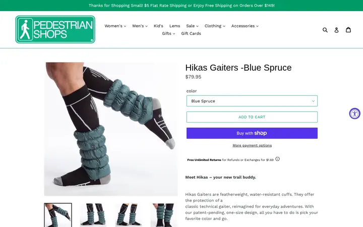 /collections/winter-accessories-hats-gloves/products/hikas-gaiters-blue-spruce — Pedestrian Shops