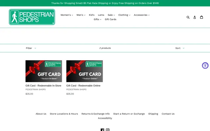 /collections/gift-cards — Pedestrian Shops