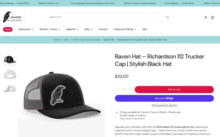 /collections/hats/products/raven-hat — Counter Couture Inc.
