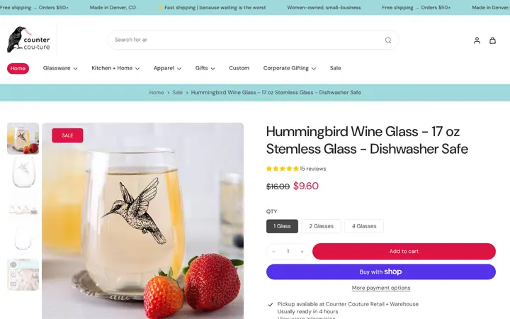 /collections/sale/products/hummingbird-wine-glass — Counter Couture Inc.