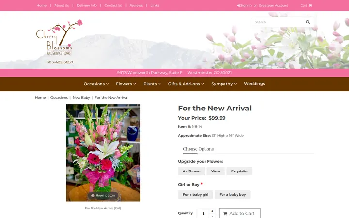 /For-the-New-Arrival_p_741.html — Cherry Blossoms Florist