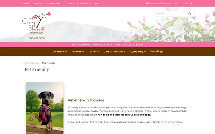 /pet-friendly.html — Cherry Blossoms Florist