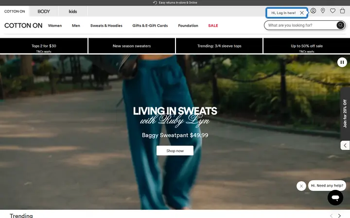 Website of Cotton On Flatiron Crossing