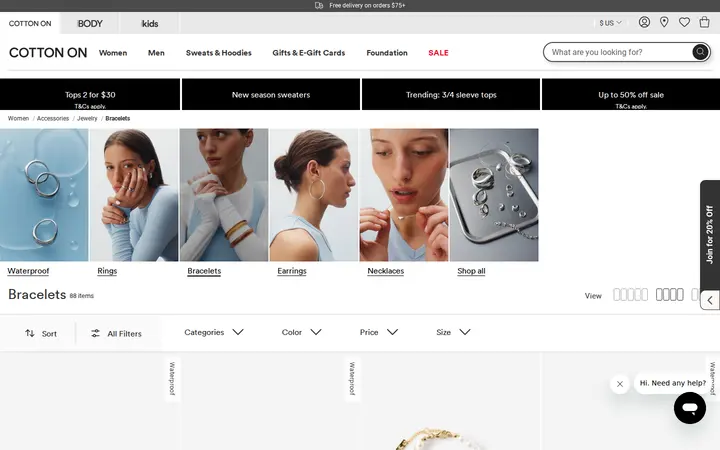 /US/co/women/womens-accessories/womens-jewelry/womens-jewelry-bracelets — Cotton On Flatiron Crossing