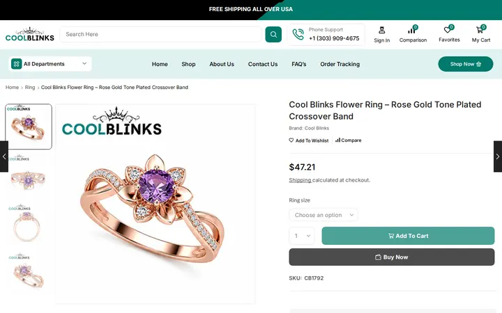 /product/cool-blinks-flower-ring-rose-gold-tone-plated-crossover-band — Cool Blinks
