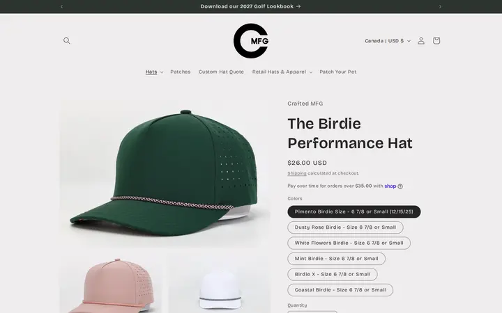 /products/the-birdie-performance-hat — Crafted MFG • Custom Headwear & Apparel