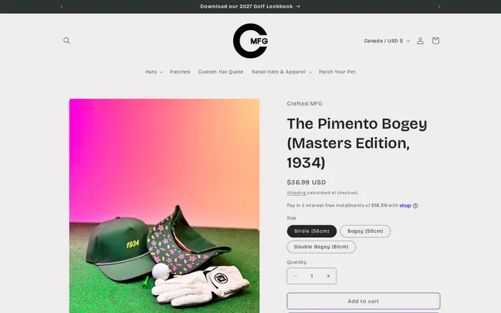 /products/the-pimento-bogey-masters-edition-1934 — Crafted MFG • Custom Headwear & Apparel