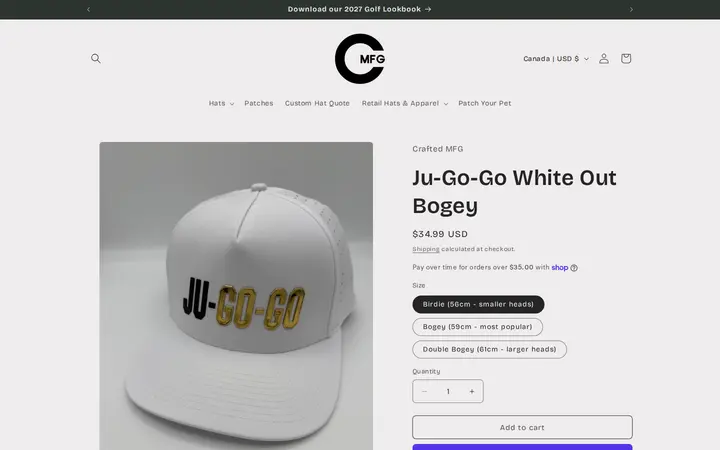 /products/ju-go-go-white-out-bogey — Crafted MFG • Custom Headwear & Apparel