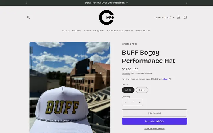 /products/buff-bogey-performance-hat — Crafted MFG • Custom Headwear & Apparel