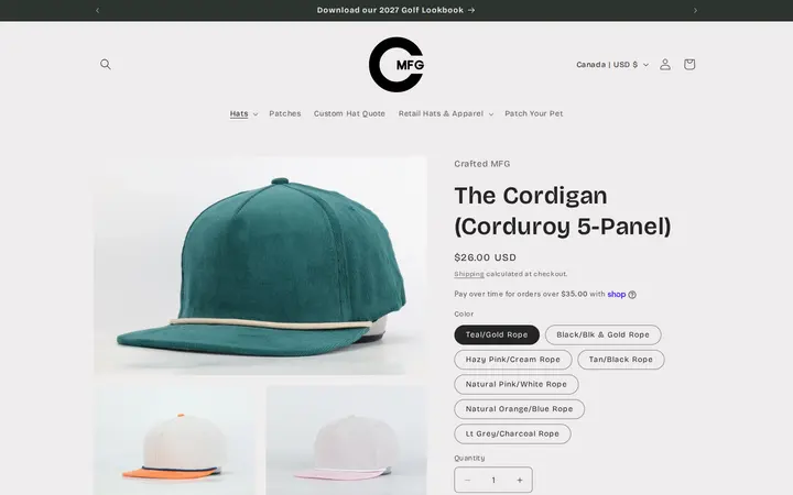 /products/the-cordigan — Crafted MFG • Custom Headwear & Apparel