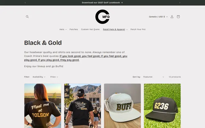 /collections/black-gold — Crafted MFG • Custom Headwear & Apparel
