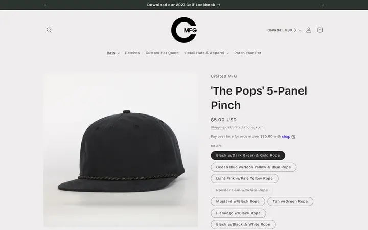 /products/the-pops-pinch-5-panel — Crafted MFG • Custom Headwear & Apparel