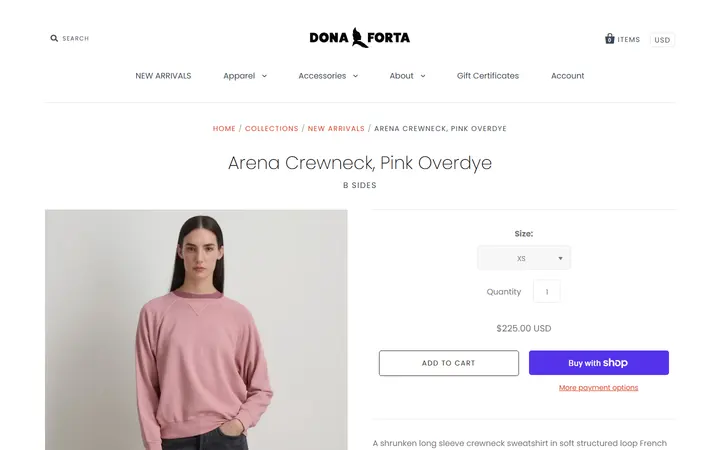 /collections/new-arrivals/products/arena-crewneck-pink-overdye — Dona Forta