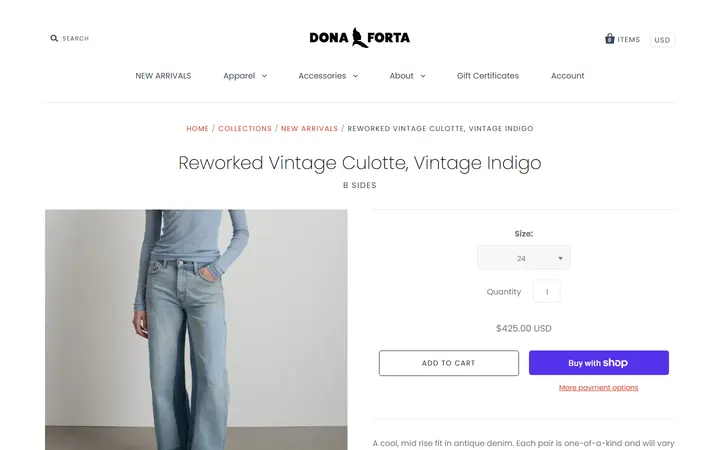 /collections/new-arrivals/products/reworked-vintage-culotte-vintage-indigo — Dona Forta