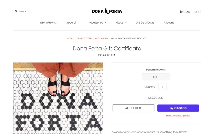 /collections/gift-card/products/dona-forta-gift-card — Dona Forta