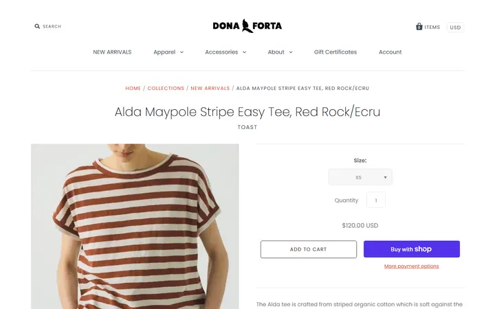 /collections/new-arrivals/products/alda-maypole-stripe-easy-tee-red-rock-ecru — Dona Forta