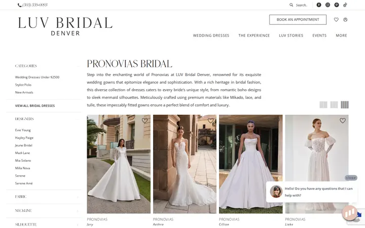 /pronovias/bridal — Luv Bridal, Denver