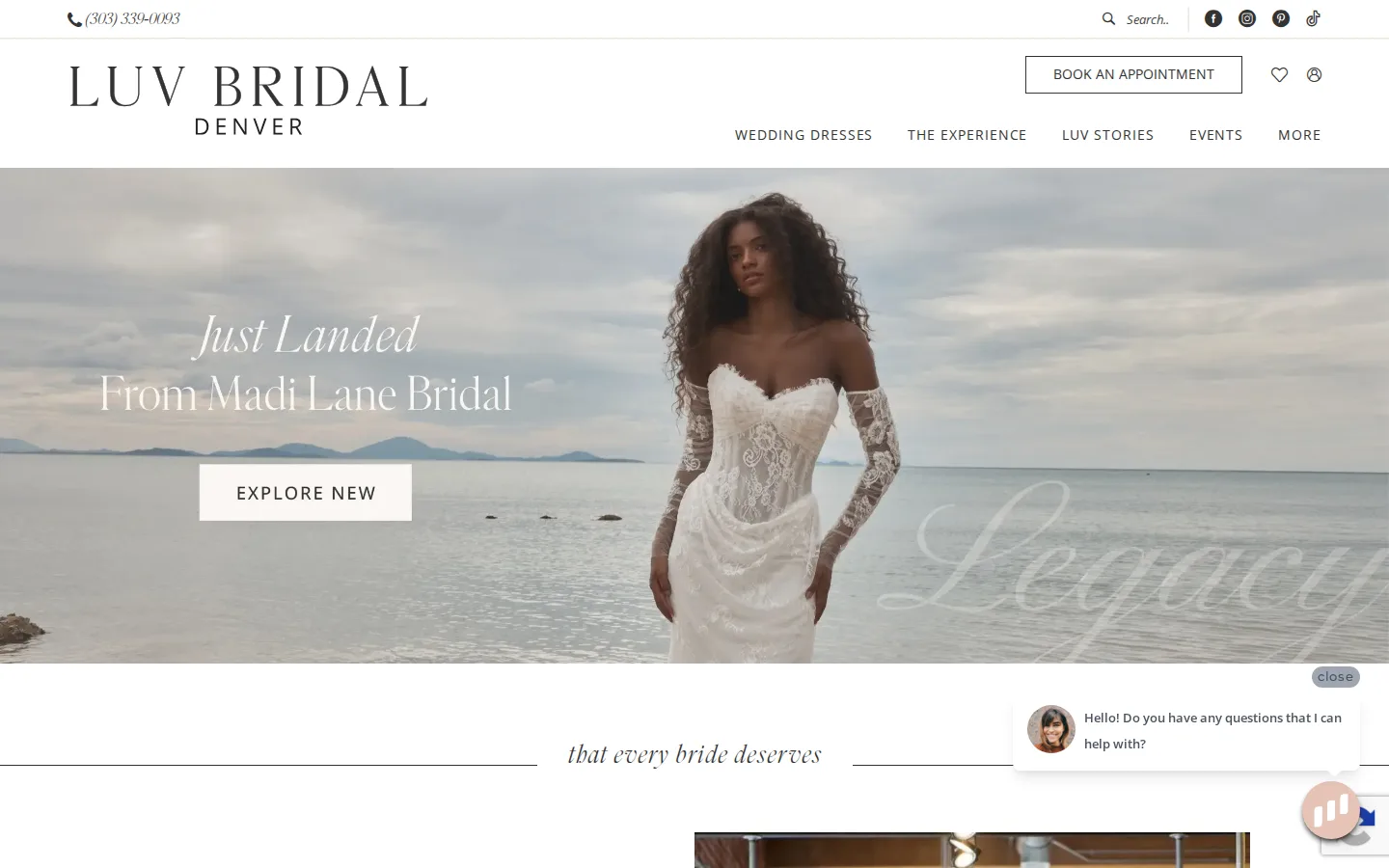 Captured website of Luv Bridal, Denver